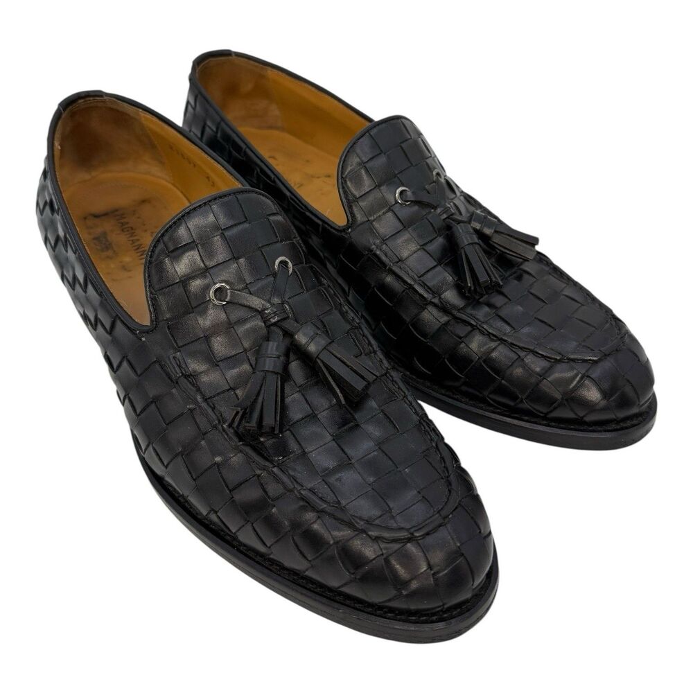 MAGNANNI Woven Black Leather Loafers Spain With Woven Tassel Men’s Size 41 - 8US